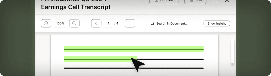 Jumping from an insight to the transcript quote it came from